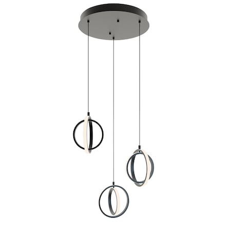 Afx Lock 3 Light Round Pendant, Medium Base 120V, Black LCKP09L30D1BKRND3